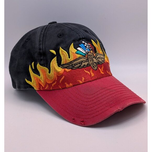Vintage 90s Indianapolis Motor Speedway 500 Hat Cap Racing Y2K VTG Flames - Picture 1 of 5